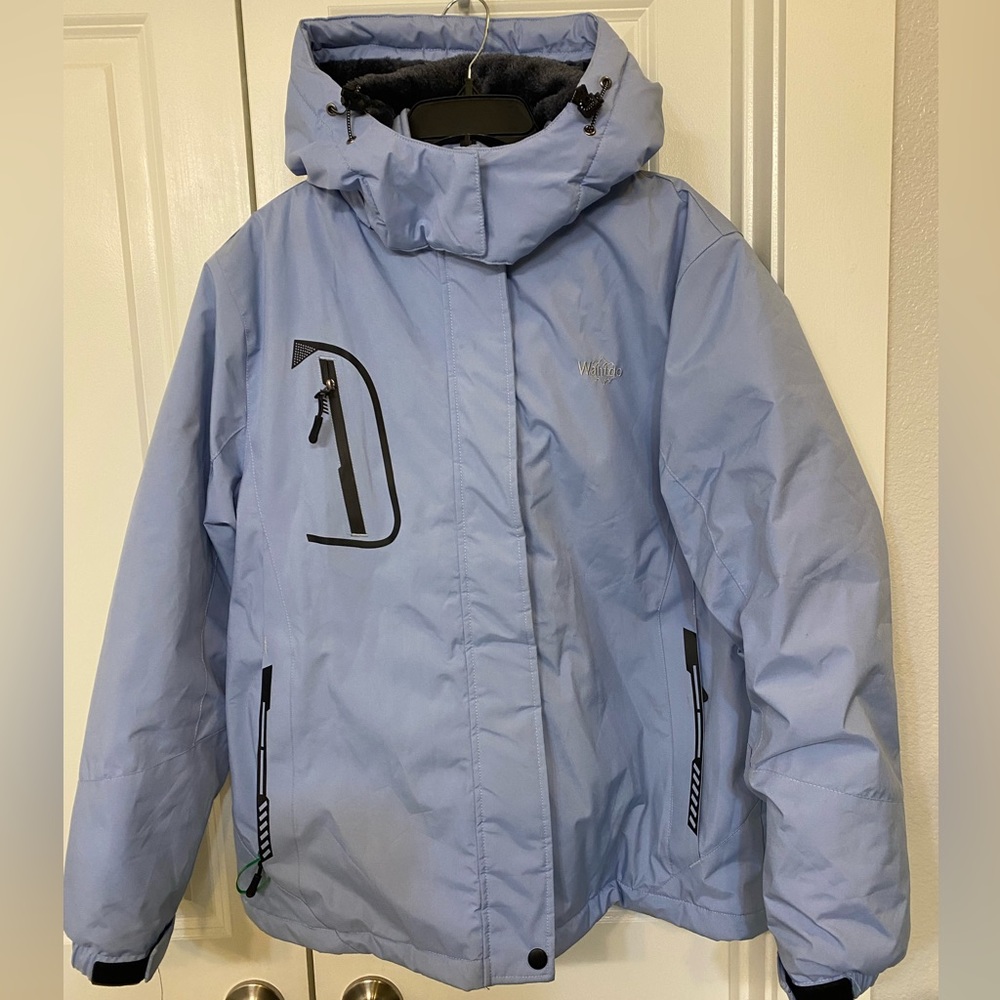 Wantdo blue women’s ski jacket L with removable hood